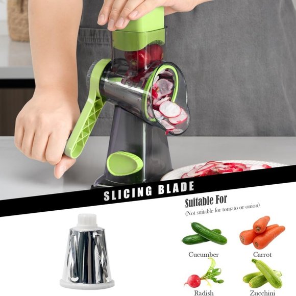 Cheese Grater Hand Crank Rotating Cheese Shredder Stainless Steel - Picture 2 of 6